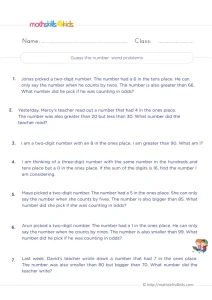 2nd Grade Two-Digit Number Riddles Worksheet: Use the Clues, Find the Number