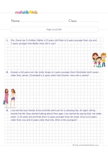 3rd Grade Age Riddles Worksheet: Who Is Older, Who Is Younger?