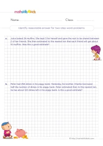 3rd Grade Checking Reasonable Estimates Worksheet: Two-Step Problems