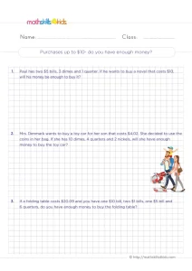 3rd Grade Do You Have Enough Money Worksheet: 3 Word Problems