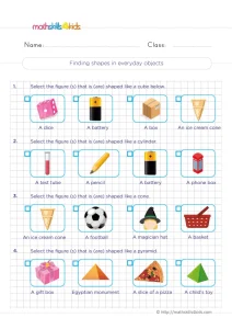 3rd Grade Finding Shapes in Everyday Objects Worksheet: 16 Pictures