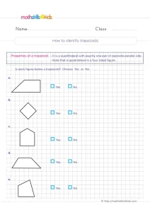 3rd Grade Identifying Trapezoids Worksheet: 5 Shapes to Check