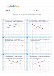 3rd Grade Parallel and Perpendicular Lines Worksheet: 6 Line Pairs