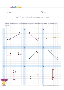 3rd Grade Points, Lines, Line Segments and Rays Worksheet: 9 Pictures