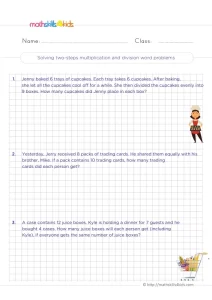 3rd Grade Two-Step Multiply and Divide Problems: 3 Stories