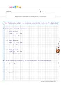 3rd Grade Using Inverse Operations Worksheet: Times and Divide