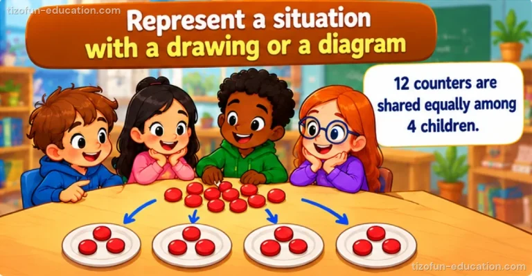 Grades 1–2 Math — Show a situation with a drawing or a diagram