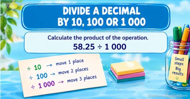 Math Grades 4–5 — Dividing a decimal by 10, 100 or 1,000