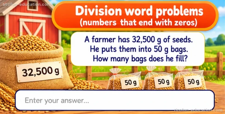 Math Grades 4–5 — Division word problems (numbers ending in zeros)