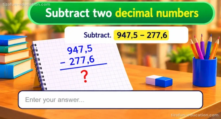 Math Grades 4–5 — Subtracting two decimal numbers