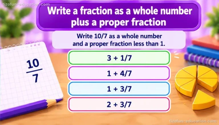 Math Grades 4–5 — Writing a fraction as a whole number plus a fraction