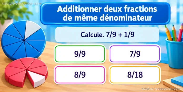 Maths CM1-CM2 — Additionner deux fractions de même dénominateur
