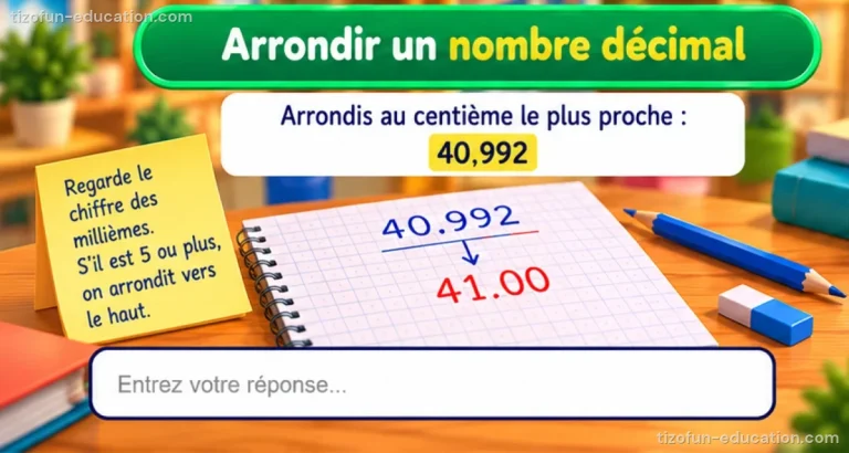 Maths CM1-CM2 — Arrondir un nombre décimal
