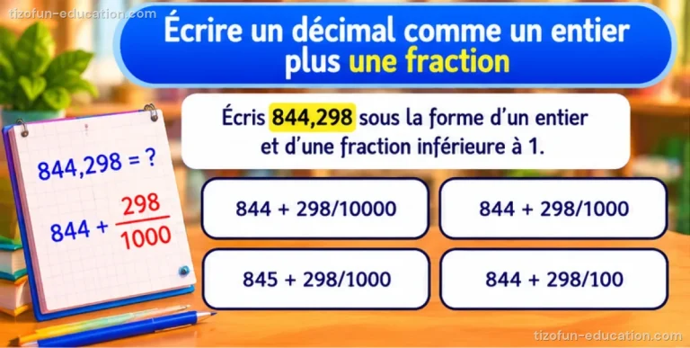 Maths CM1-CM2 — Écrire un décimal comme un entier plus une fraction