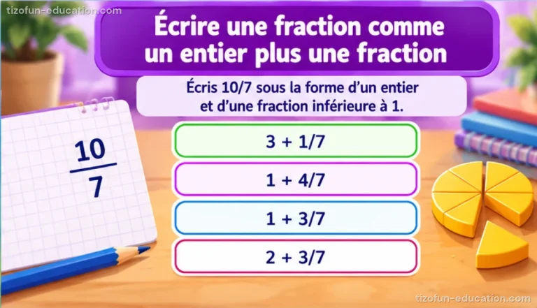 Maths CM1-CM2 — Écrire une fraction comme un entier plus une fraction