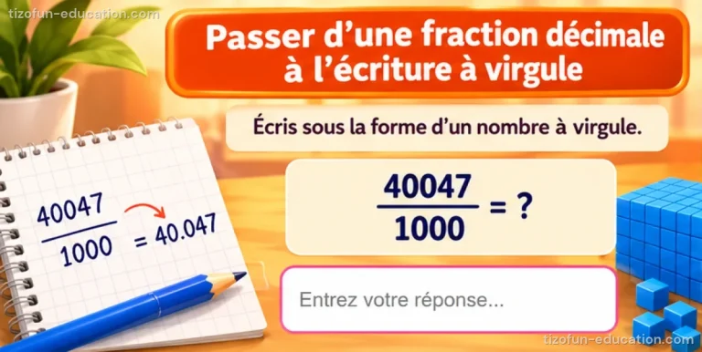 Maths CM1-CM2 — Passer d’une fraction décimale à l’écriture à virgule