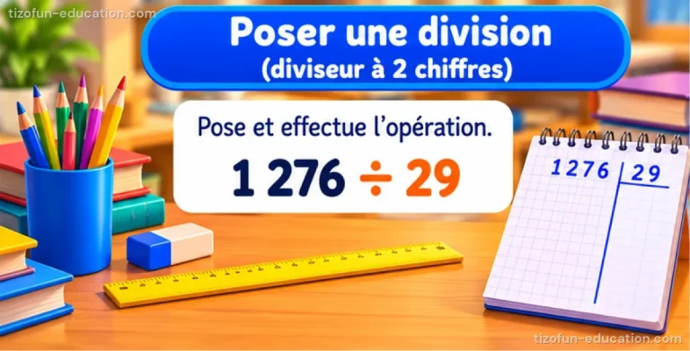 Maths CM1-CM2 — Poser une division (diviseur à 2 chiffres)