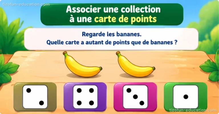Mathématiques maternelle — Associer une collection à une carte de points