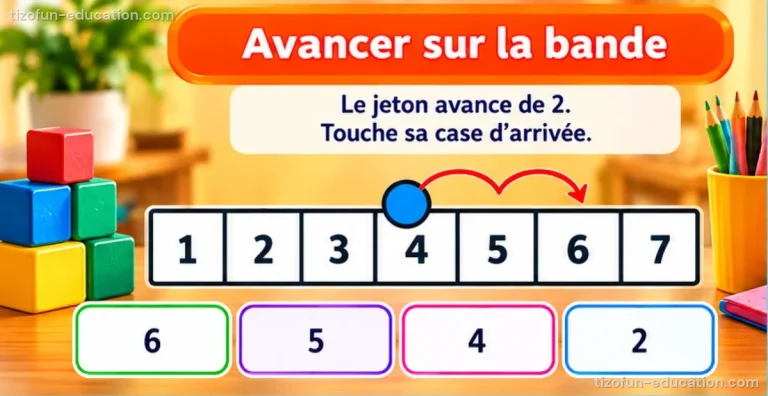 Mathématiques maternelle — Avancer sur la bande