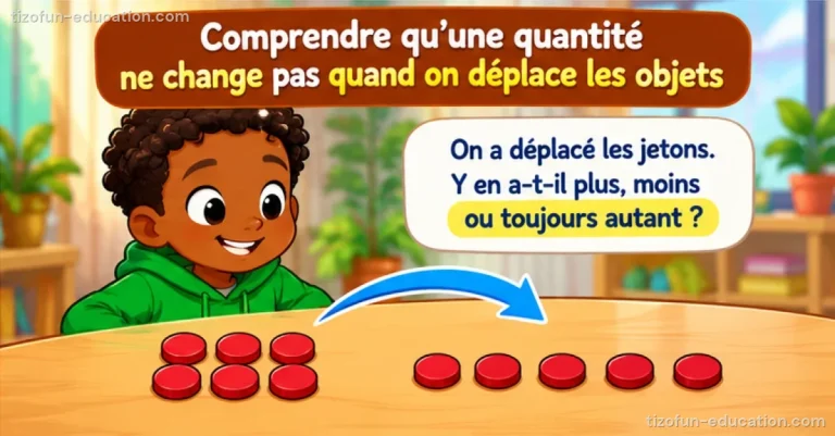 Mathématiques maternelle — Comprendre qu’une quantité ne change pas quand on déplace les objets