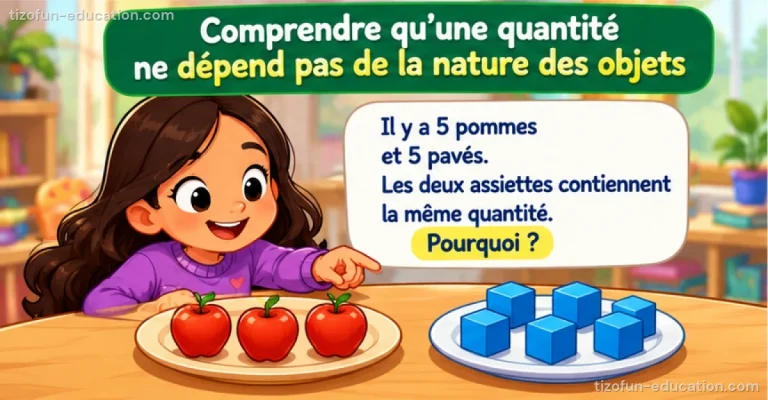 Mathématiques maternelle — Comprendre qu’une quantité ne dépend pas de la nature des objets