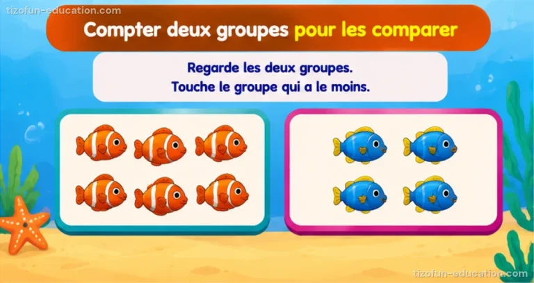 Mathématiques maternelle — Compter deux groupes pour les comparer