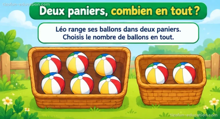 Mathématiques maternelle — Deux paniers, combien en tout ?