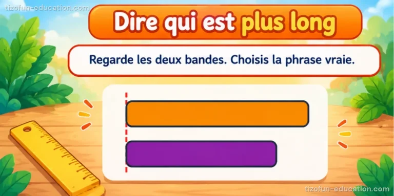 Mathématiques maternelle — Dire qui est plus long