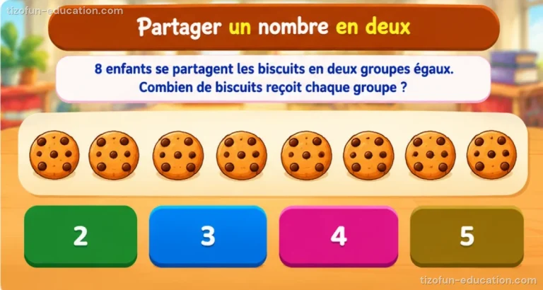 Mathématiques maternelle — Partager un nombre en deux