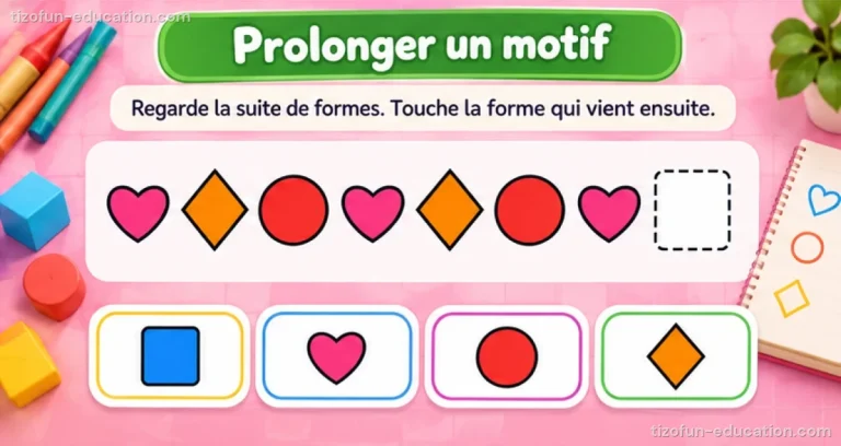 Mathématiques maternelle — Prolonger un motif
