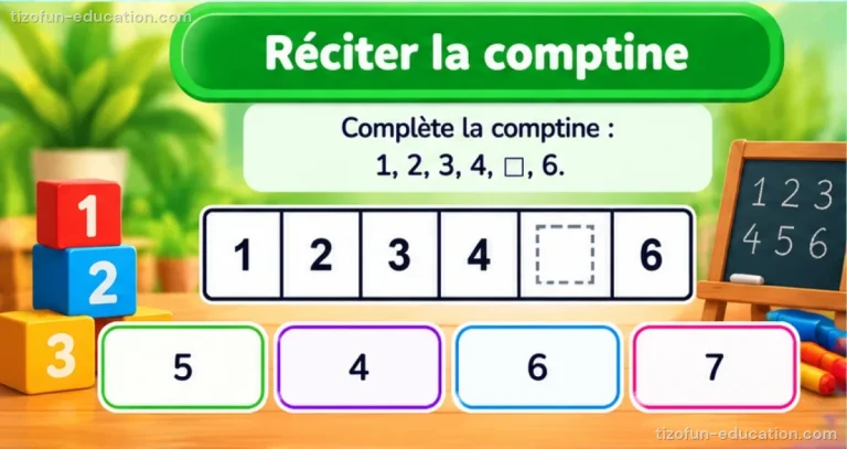 Mathématiques maternelle — Réciter la comptine