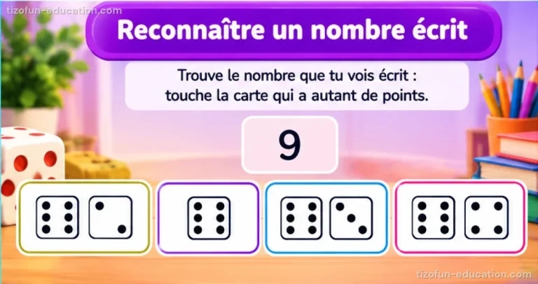 Mathématiques maternelle — Reconnaître un nombre écrit