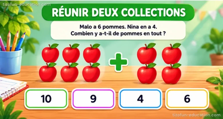 Mathématiques maternelle — Réunir deux collections