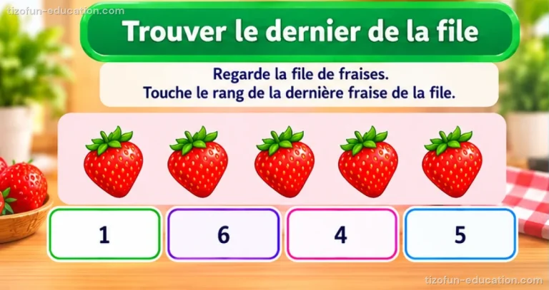 Mathématiques maternelle — Trouver le dernier de la file