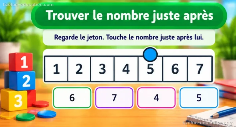 Mathématiques maternelle — Trouver le nombre juste après