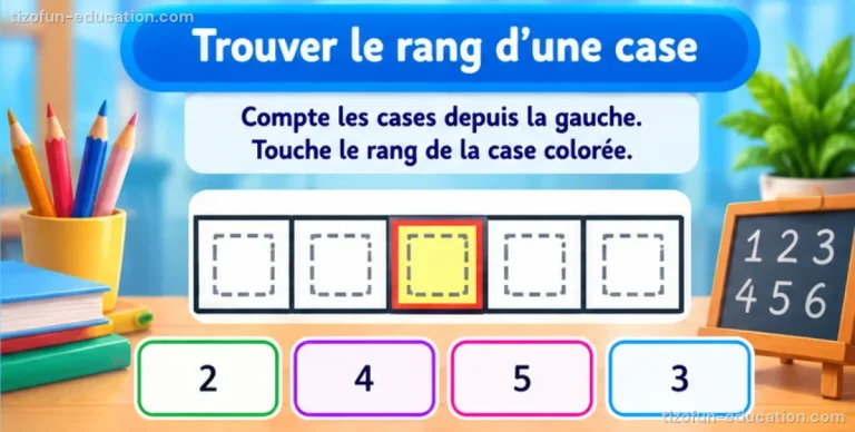 Mathématiques maternelle — Trouver le rang d’une case
