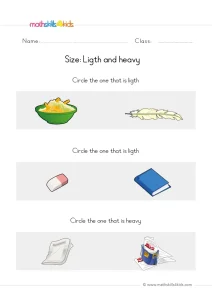 Light or Heavy? Three Pairs of Objects to Compare by Weight in Pre-K